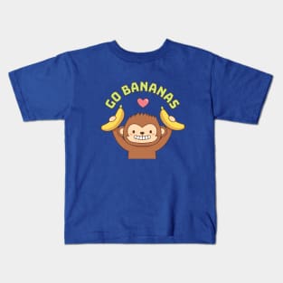 Cute Monkey Go Bananas Kids T-Shirt